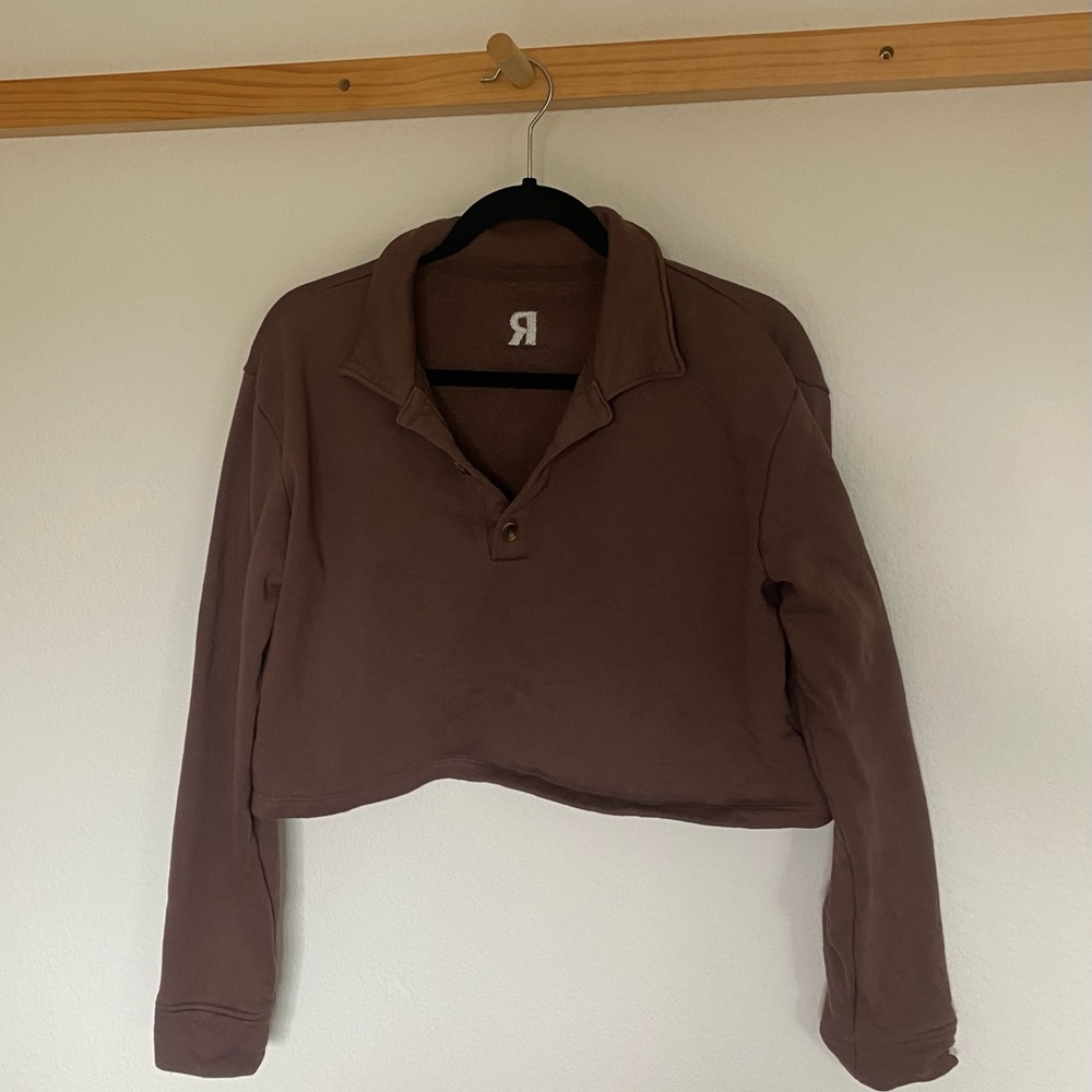 Recess Brown Cropped Long Sleeve Top